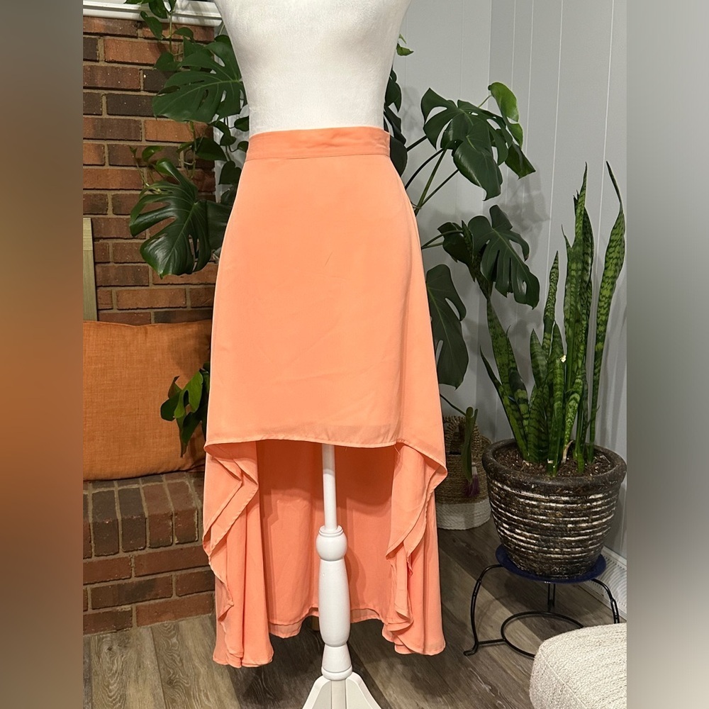 Women's Peach High-Low Maxi Skirt